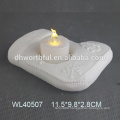 White porcelain crafts ceramic christmas candle holder with snowflake design